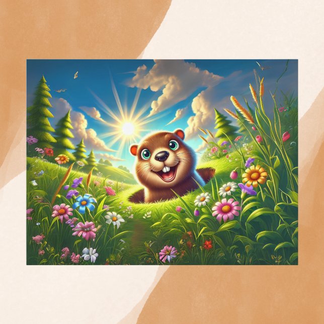 Springtime Groundhog Joy Postcard (Creator Uploaded)