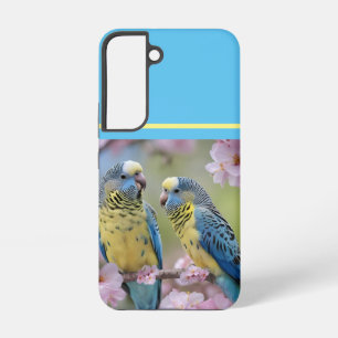 Springtime Harmony: Blue and Yellow Budgies  Samsung Galaxy Case