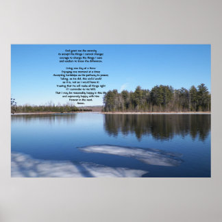 Springtime Icy River scene with serenity prayer Poster