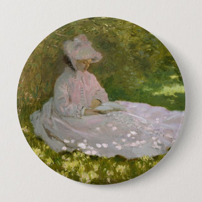 Springtime, Impressionist Portrait, Claude Monet 10 Cm Round Badge (Front)