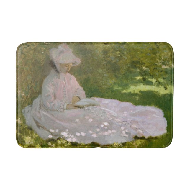 Springtime, Impressionist Portrait, Claude Monet Bath Mat (Front)