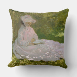 Springtime, Impressionist Portrait, Claude Monet Cushion