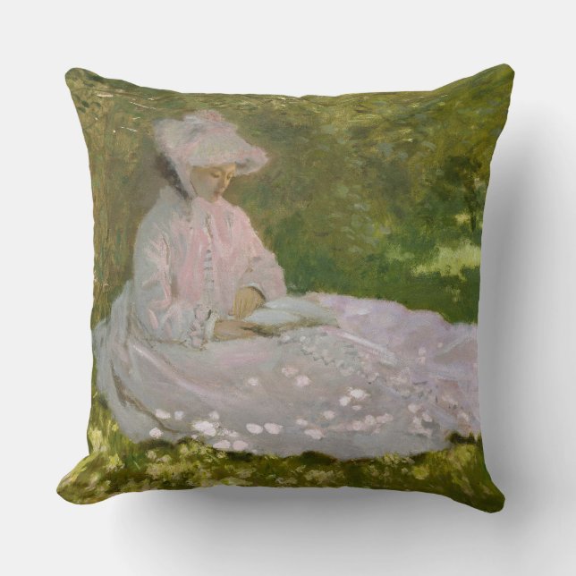 Springtime, Impressionist Portrait, Claude Monet Cushion (Front)