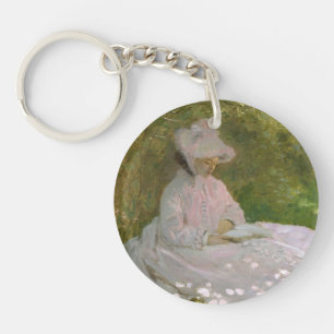 Springtime, Impressionist Portrait, Claude Monet Key Ring