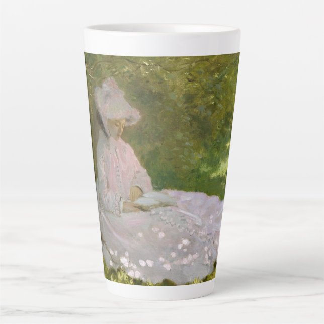 Springtime, Impressionist Portrait, Claude Monet Latte Mug (Front)