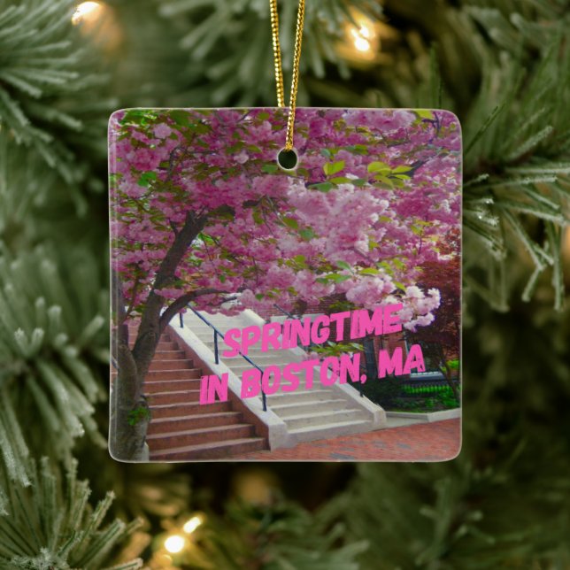 Springtime in Boston, MA Ceramic Ornament (Tree)