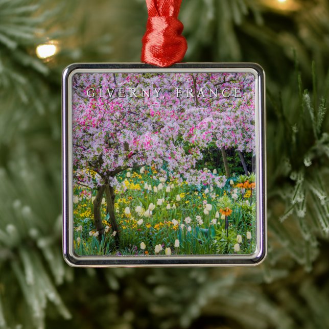 Springtime in Claude Monet's Garden Metal Ornament (Tree)