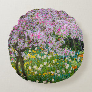 Springtime in Claude Monet's garden Round Cushion