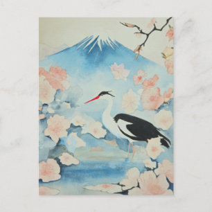 'Springtime in Japan' by English artist, Mike Page Holiday Postcard