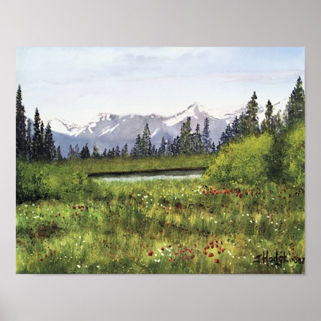 SPRINGTIME IN THE CANADIAN ROCKIES WATERCOLOR POSTER (Front)