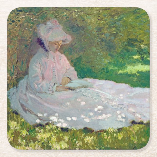 Springtime, Monet Square Paper Coaster (Front)