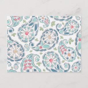 Springtime Paisley Pattern Postcard