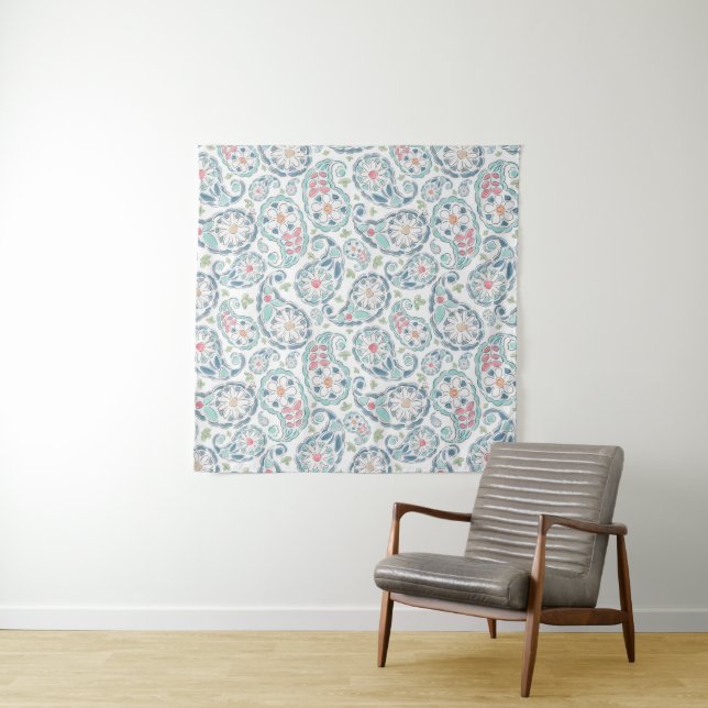 Springtime Paisley Pattern Tapestry (In Situ (Horizontal))