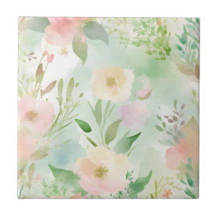 Springtime Pastel Watercolor Ceramic Tile