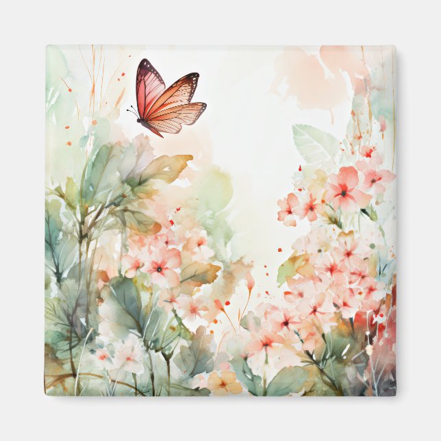 Springtime, pastel watercolors, AI-generated, Magnet (Front)