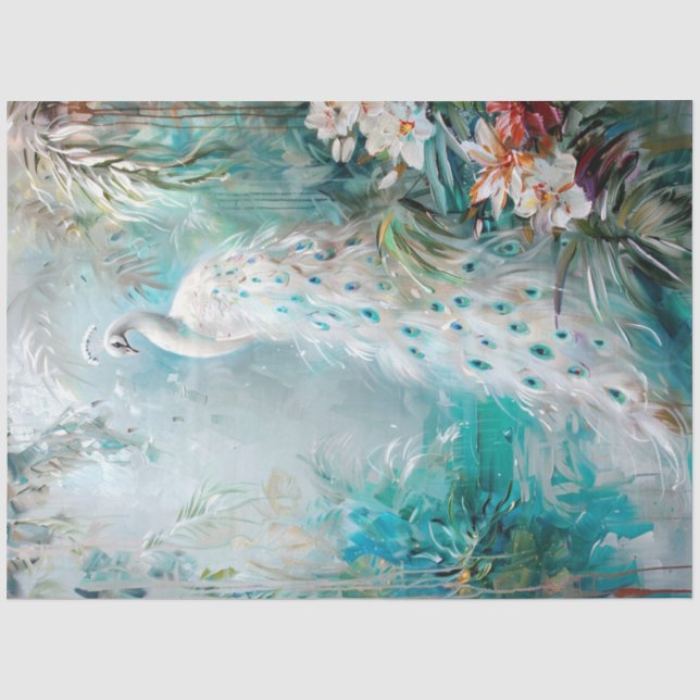 Springtime Peacock Tissue Paper (Front)