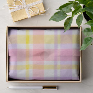 Springtime Pink Lavender Plaid  Tissue Paper