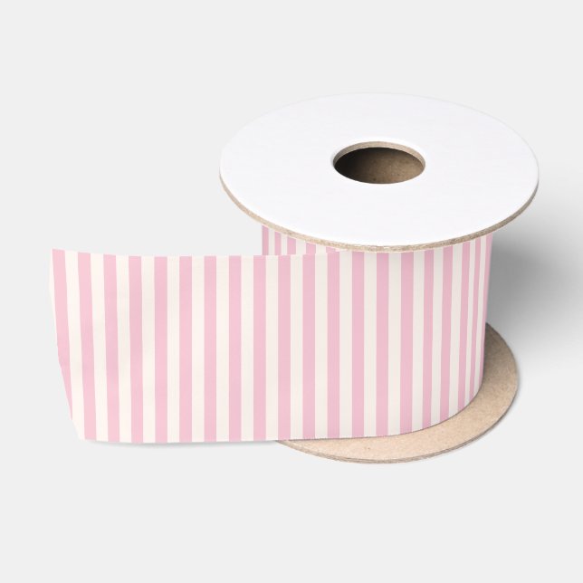 Springtime Pink Stripes Satin Ribbon (Spool)