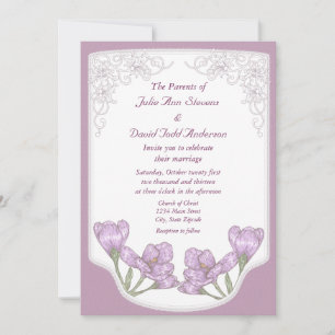 Springtime Purple Crocus Flowers Wedding Invitation