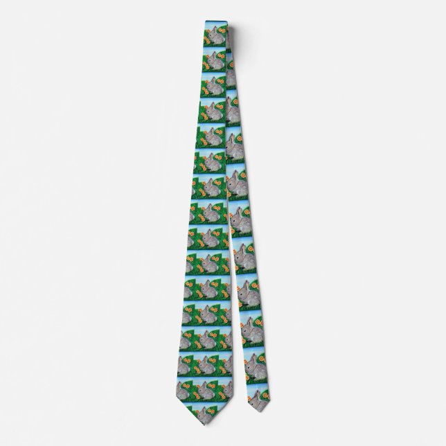 Springtime Rabbit Painting Tie (Front)