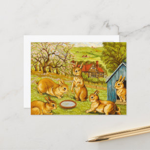 Springtime Rabbits by Louis Wain Holiday Postcard