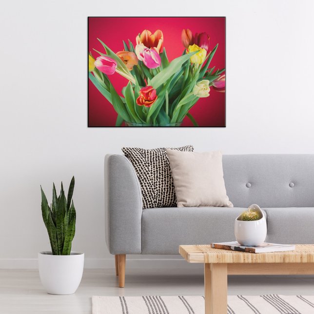Springtime red and green floral tulip photo poster (Creator Uploaded)