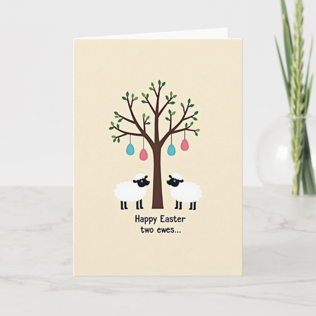 Springtime Sheep Tree Art Card (Front)