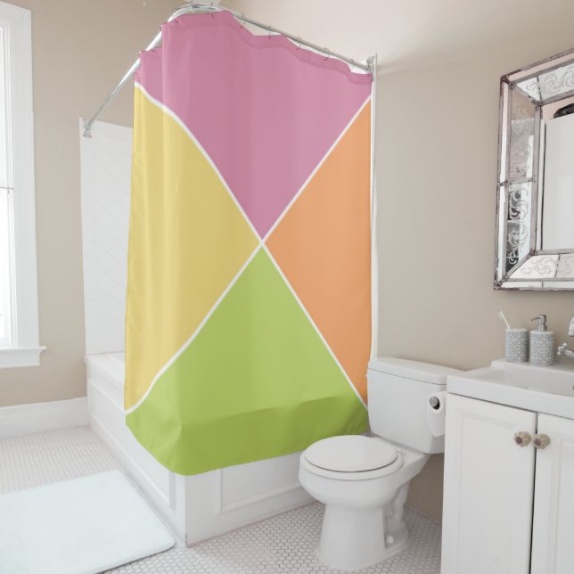 Springtime Sherbet Argyle Shower Curtain (In Situ)