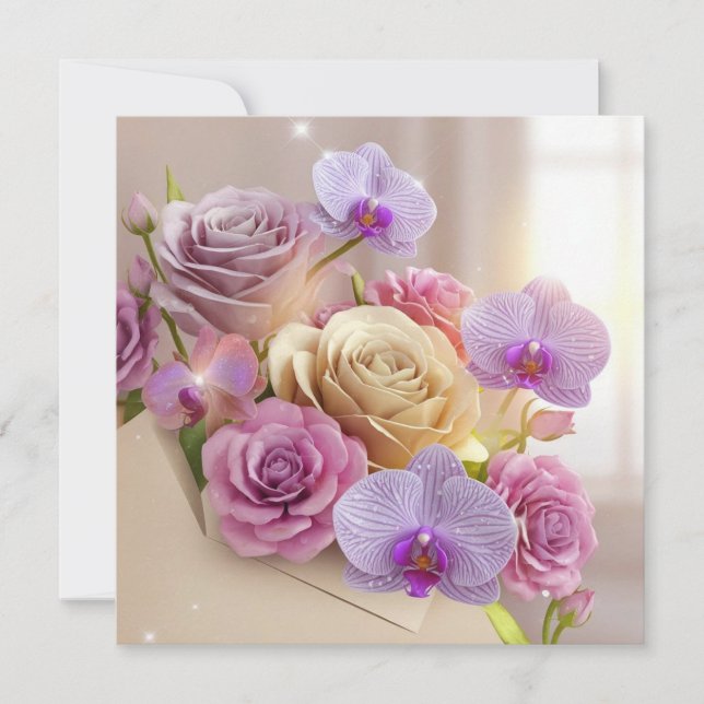 Springtime Splendour 3D Greeting Card with Dew-Kis (Front)