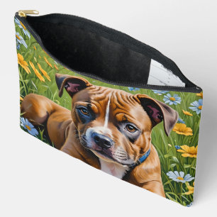 Springtime Staffordshire Bull Terrier Puppy, Accessory Pouch