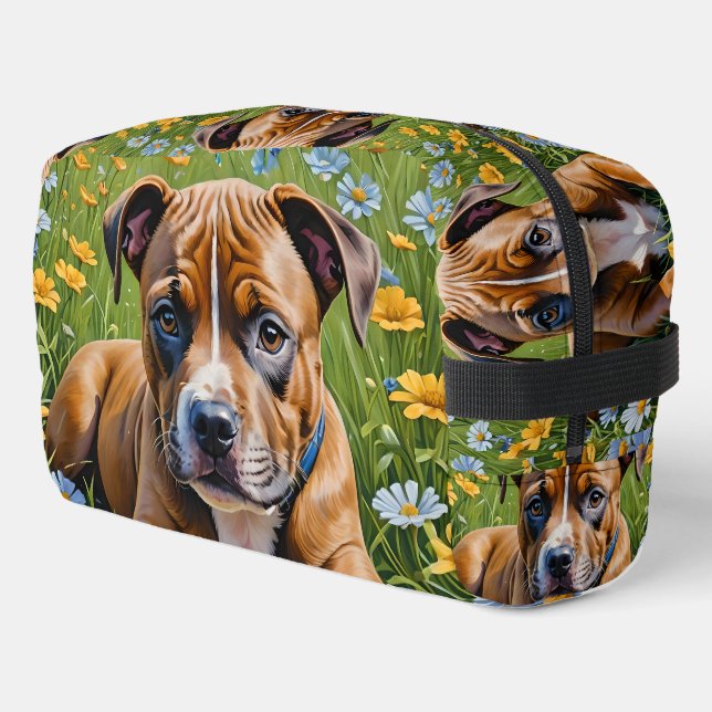 Springtime Staffordshire Bull Terrier Puppy, Dopp Kit (Left Corner)