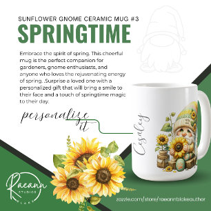 Springtime Sunflower #3 Gnome Ceramic Mug