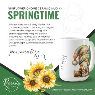 Springtime Sunflower Gnome #4 Ceramic Mug