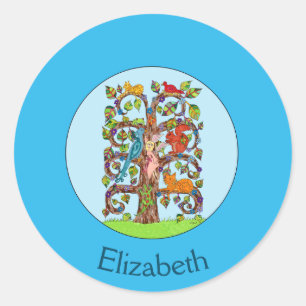 Springtime Tree of Life Personalised Classic Round Sticker