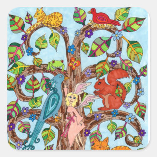 Springtime Tree of Life Square Sticker