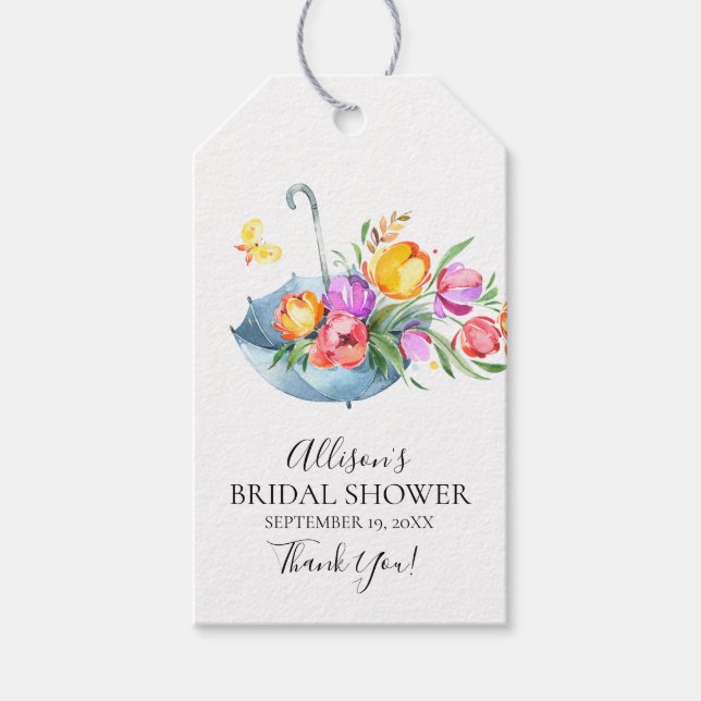 Springtime Tulips Bridal Shower Favour Gift Tag (Front)