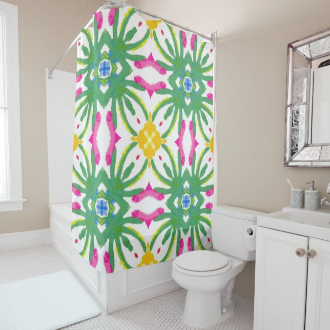 Springtime Watercolors shower curtain (In Situ)
