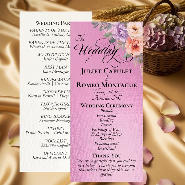 Springtime Wildflowers - Rose Pink Wedding Program (Creator Uploaded)