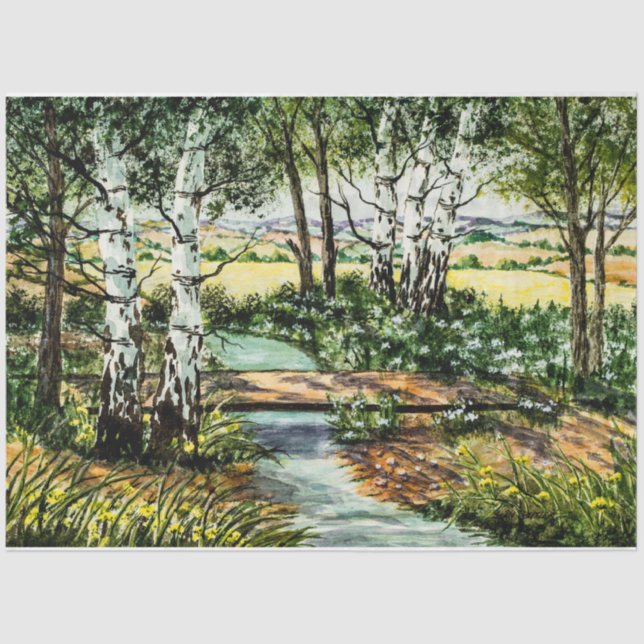 Springtime Woodland Landscape Tissue Paper (Front)