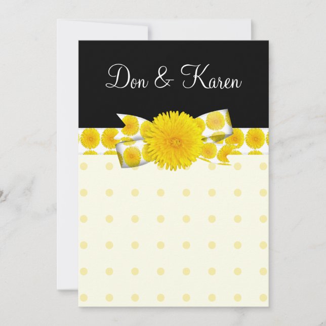 Springtime Yellow Dandelion Wedding Invitation (Front)