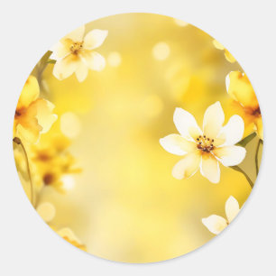 Springtime Yellow Flowers With Soft Watercolor Classic Round Sticker