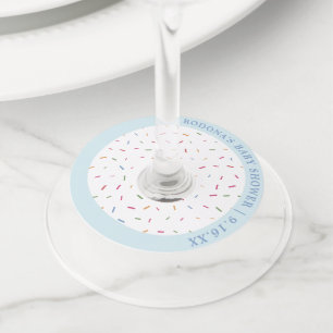 Sprinkle Baby Shower Blue Wine Glass Tag