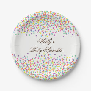 Sprinkle Baby Shower Plates, Confetti Party Plates