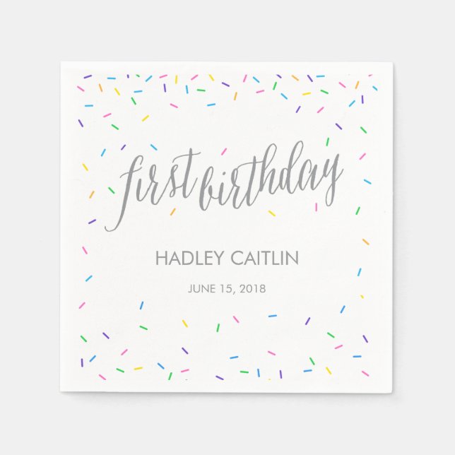 Sprinkle Confetti 1st Birthday Napkins (Front)