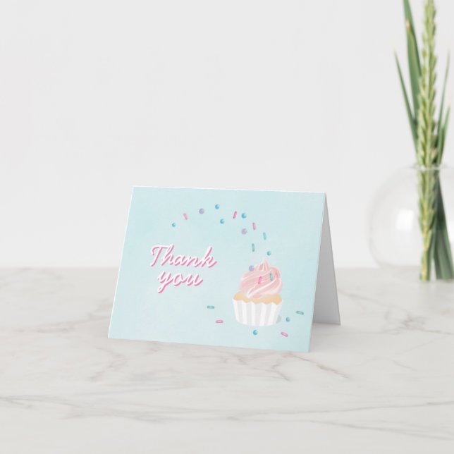 Sprinkle cupcake thank you card (Front)