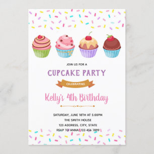 Sprinkle cupcakes party invitation