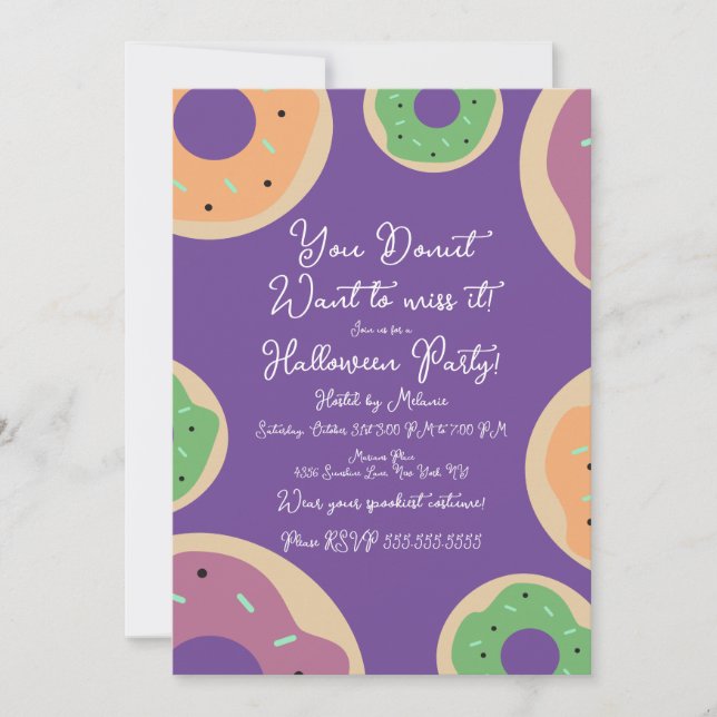 Sprinkle Doughnut Costume Halloween Party Script   Invitation (Front)