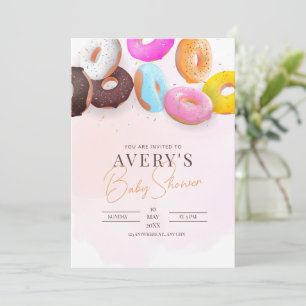 Sprinkle Doughnuts Baby Shower Pink Girl Baby Show Invitation