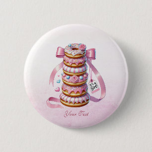 Sprinkle Doughnuts Pink Ribbon Button