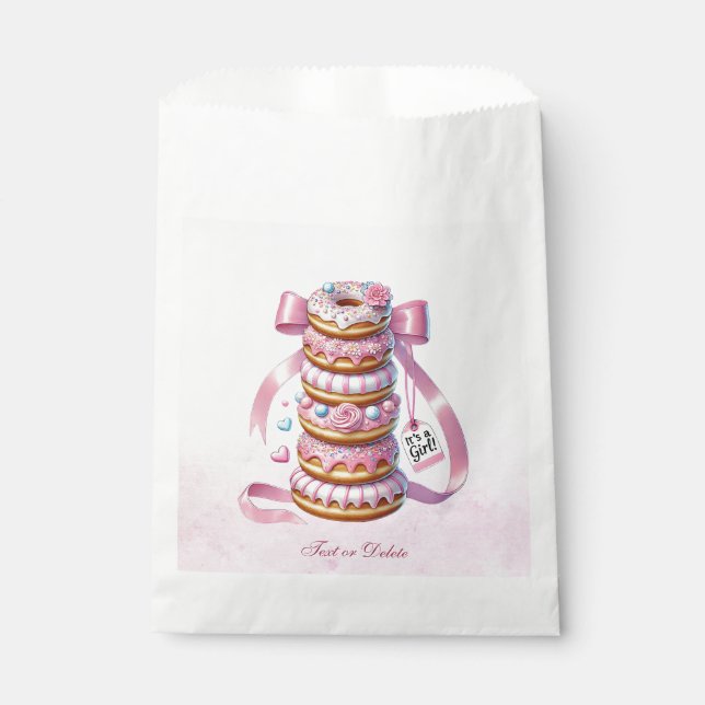 Sprinkle Doughnuts Pink Ribbon Favour Bags (Front)